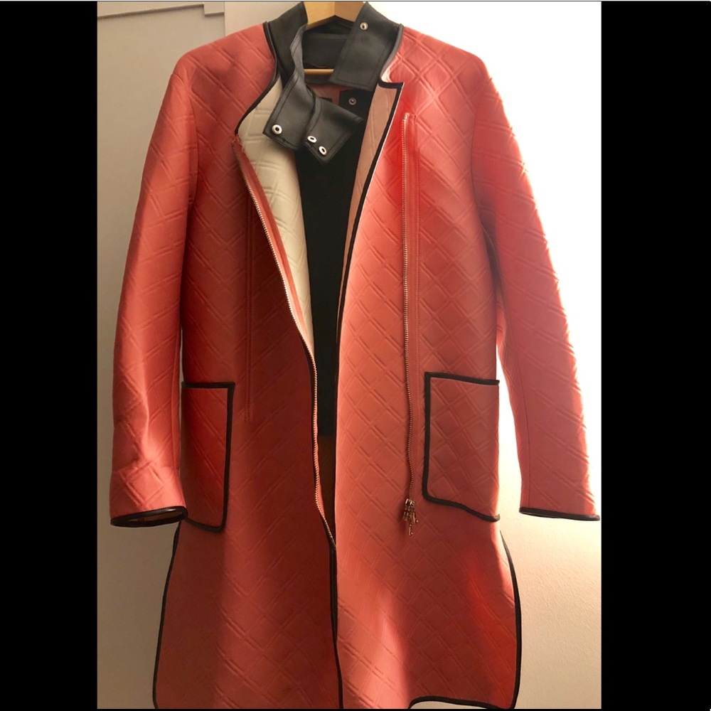 Phillip lim Neoprene coat with leather trim
